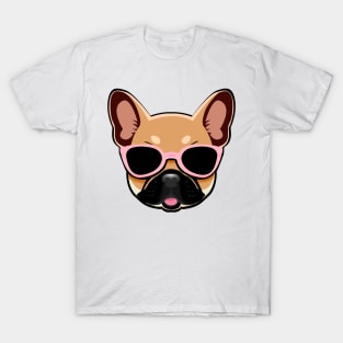 Brown Frenchie Dog in Pink Shades French Bulldog T-Shirt